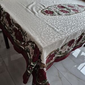 Christmas Tablecloth , blooming Poinsettia Floral cm, Festive, Holiday